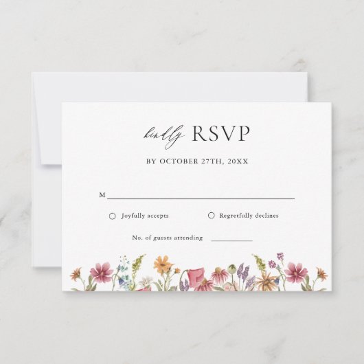 Wildbloem Bloemen Bruiloft RSVP (Voorkant)