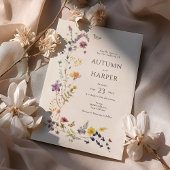 Wildbloem Bloemen Foto Bruiloft Elegant Boho Kaart