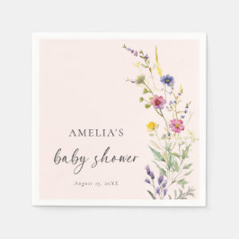 Wildbloem Bloemen Roze Baby shower Servet
