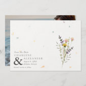 Wildbloem bloementuin foto bruiloft save the date (Voorkant / Achterkant)