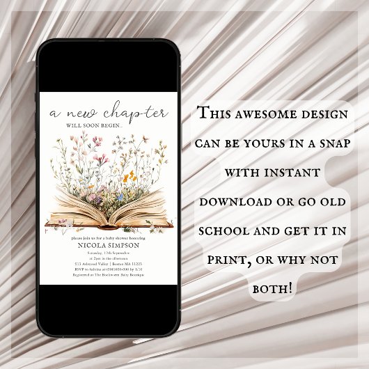 Wildbloem | Boek Thema Baby shower Uitnodiging