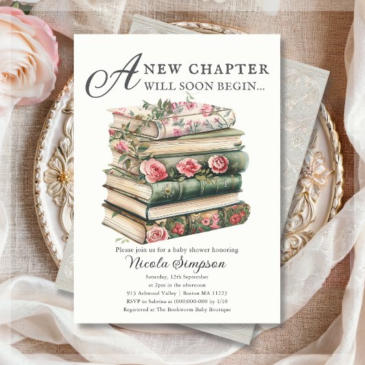 Wildbloem | Boek Thema Baby shower Uitnodiging