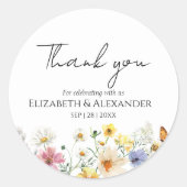 Wildbloem | Boho Bruiloft dank u Sticker (Voorkant)