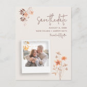 Wildbloem Boho Bruiloft QR Code Save the Date Aankondigingskaart (Voorkant)
