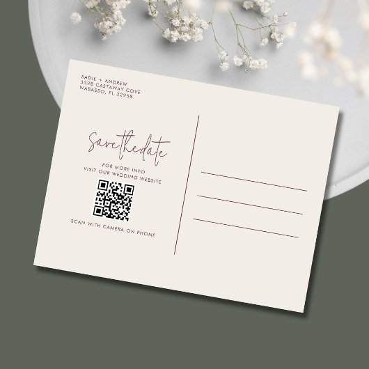 Wildbloem Boho Bruiloft QR Code Save the Date Aankondigingskaart