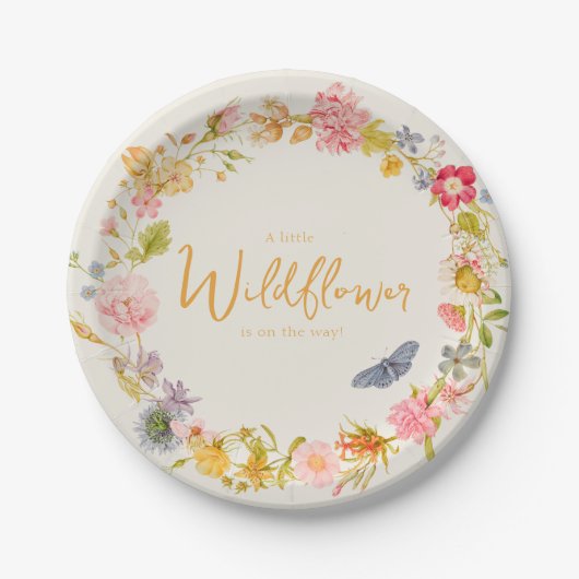 Wildbloem  Botanisch Baby shower Papieren Bordje (Voorkant)