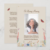 Wildbloem & boter begrafenisgebed notitiekaartje (Voorkant / Achterkant)