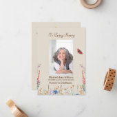 Wildbloem & boter begrafenisgebed notitiekaartje (Voorkant / Achterkant in situ)