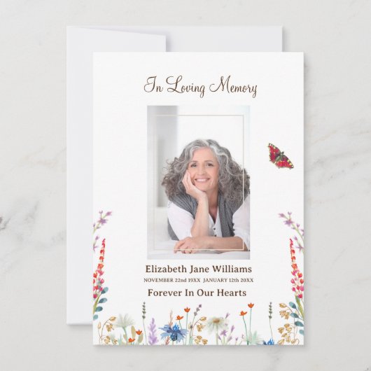 Wildbloem & boter begrafenisgebed notitiekaartje (Voorkant)