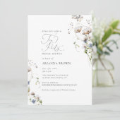Wildbloem Calligrafie Bridal Shower Invitation Kaart (Staand voorkant)