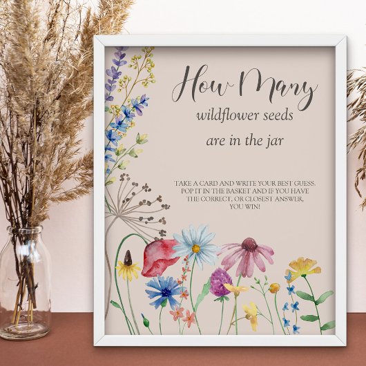 Wildbloem Charm raad hoeveel Baby shower gebarenta Poster