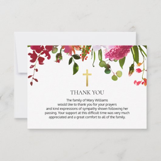 Wildbloem Christelijk Memorial Bedankkaart (Voorkant)
