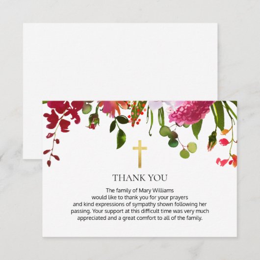Wildbloem Christelijk Memorial Bedankkaart (Voorkant / Achterkant)