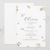 Wildbloem eerste verjaardag boho kaart (Voorkant / Achterkant)