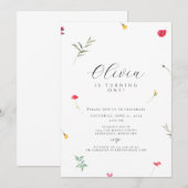 Wildbloem eerste verjaardag boho kaart (Voorkant / Achterkant)