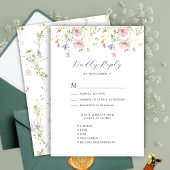 Wildbloem Elegant Modern Floral Whimsical Bruiloft RSVP Kaartje