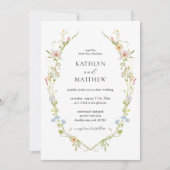 Wildbloem Elegant Modern Floral Wreath Bruiloft Kaart (Voorkant)