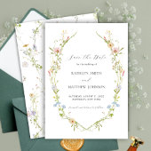 Wildbloem Elegant Modern Floral Wreath Bruiloft Save The Date