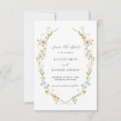 Wildbloem Elegant Modern Floral Wreath Bruiloft Save The Date (Voorkant)