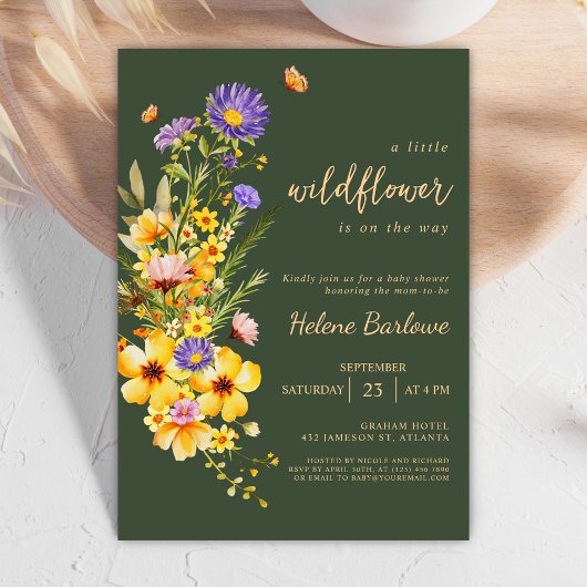 Wildbloem Elegant Modern Rustiek Baby shower Kaart