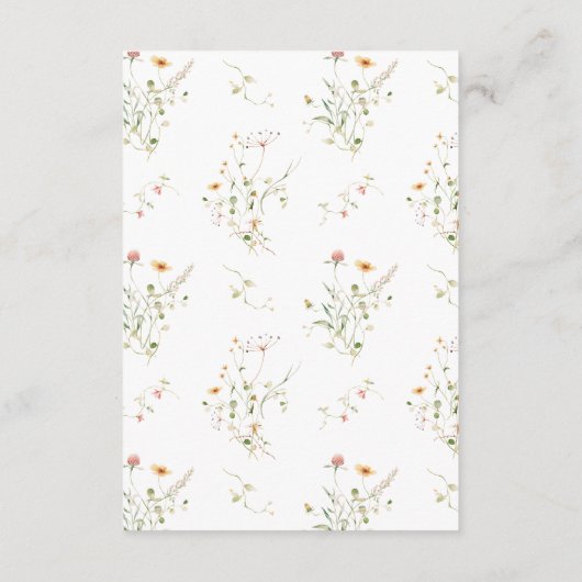 Wildbloem Elegante Moderne Tuin Bloemen Bruiloft Informatiekaartje (Achterkant)