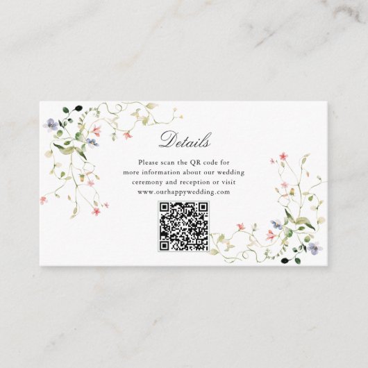 Wildbloem Elegante Moderne Tuin Bloemen Bruiloft Q Informatiekaartje (Voorkant)
