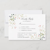 Wildbloem Elegante Moderne Tuin Bloemen Bruiloft RSVP Kaartje (Voorkant)