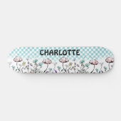 Wildbloem en geruit patroon persoonlijk skateboard (Horizontaal)