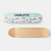 Wildbloem en geruit patroon persoonlijk skateboard (Horizontaal)