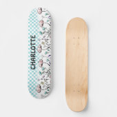 Wildbloem en geruit patroon persoonlijk skateboard (Voorkant)