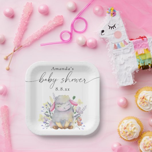 Wildbloem en lamsvlees - Baby shower Papieren Bordje (Feest)