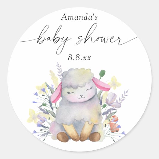 Wildbloem en lamsvlees - Baby shower Ronde Sticker (Voorkant)