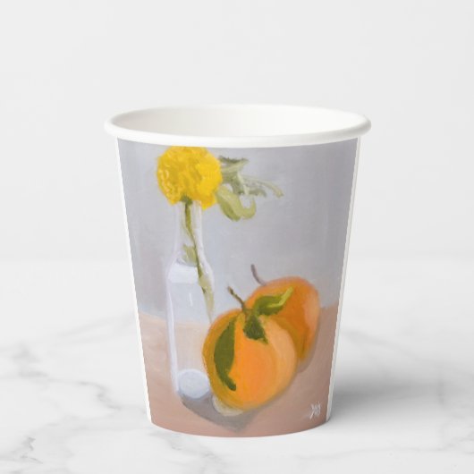 Wildbloem en Sinaasappels Papieren Bekers (Achterkant)