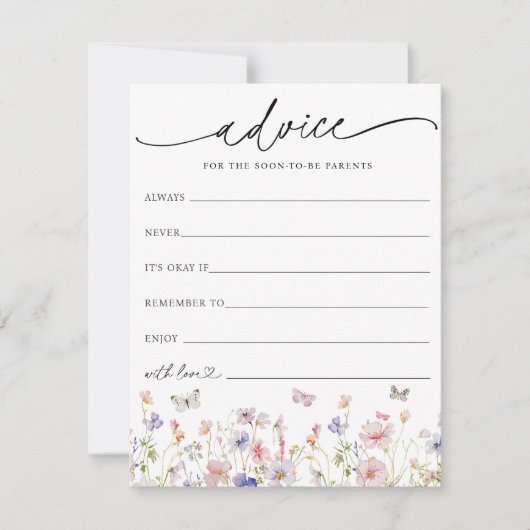 Wildbloem en Vlinders Baby Advies Kaart (Voorkant)