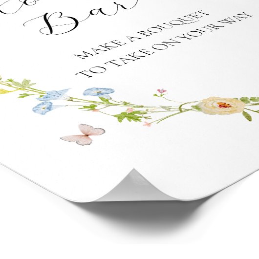 Wildbloem en vlinders Bloem Boeket Bar Teken Poster (Hoek)