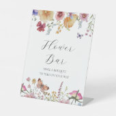 Wildbloem en vlinders Bloem Boeket Bar Teken Reclamebord Met Voetstuk (Voorkant)