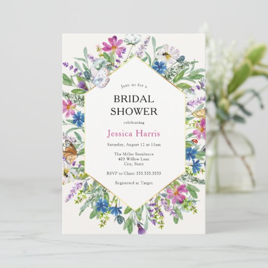 Wildbloem en Vlinders Vrijgezellenfeest Kaart (Staand voorkant)