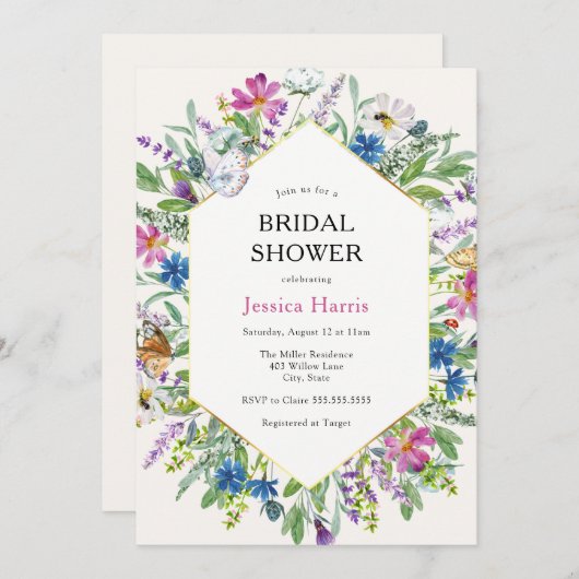 Wildbloem en Vlinders Vrijgezellenfeest Kaart (Voorkant / Achterkant)