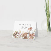 Wildbloem en Woodland Animals Baby shower Bedankkaart (Voorkant)