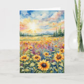 Wildbloem en zonnebloem veld sympathie kaart (Voorkant)