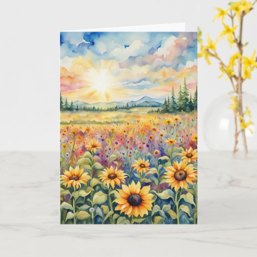 Wildbloem en zonnebloem veld sympathie kaart (Gele Bloem)