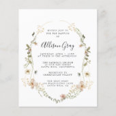 Wildbloem Floral Baptisme | Begrotingsbrochure Flyer (Voorkant)