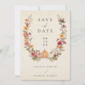 Wildbloem Floral Garden Botanical Wreath Wedding Save The Date (Voorkant)