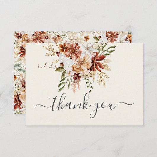 Wildbloem Floral Hartelijk dank Bedankkaart (Voorkant / Achterkant)