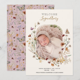 Wildbloem Floral New Baby Birth Foto Aankondiging