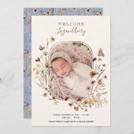 Wildbloem Floral New Baby Birth Foto Aankondiging