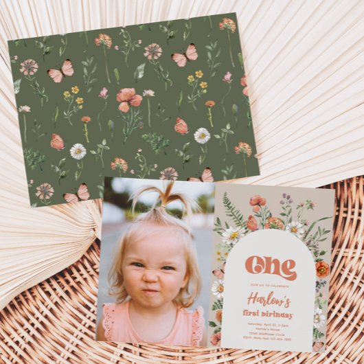 Wildbloem Foto eerste uitnodiging van de verjaarda