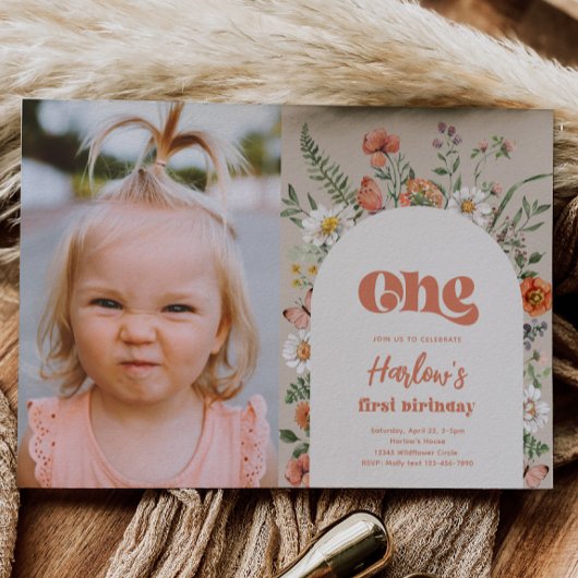 Wildbloem Foto eerste uitnodiging van de verjaarda