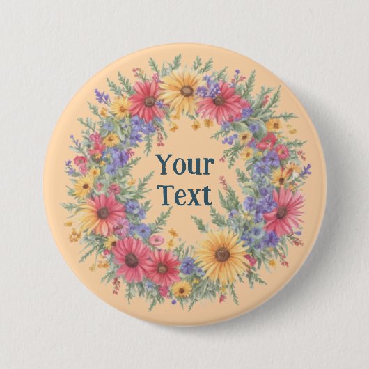 Wildbloem geïnspireerd Floral Wreath revers access Ronde Button 7,6 Cm (Voorkant)