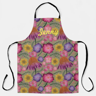 Wildbloem Groene Floral - gepersonaliseerd Apron Schort